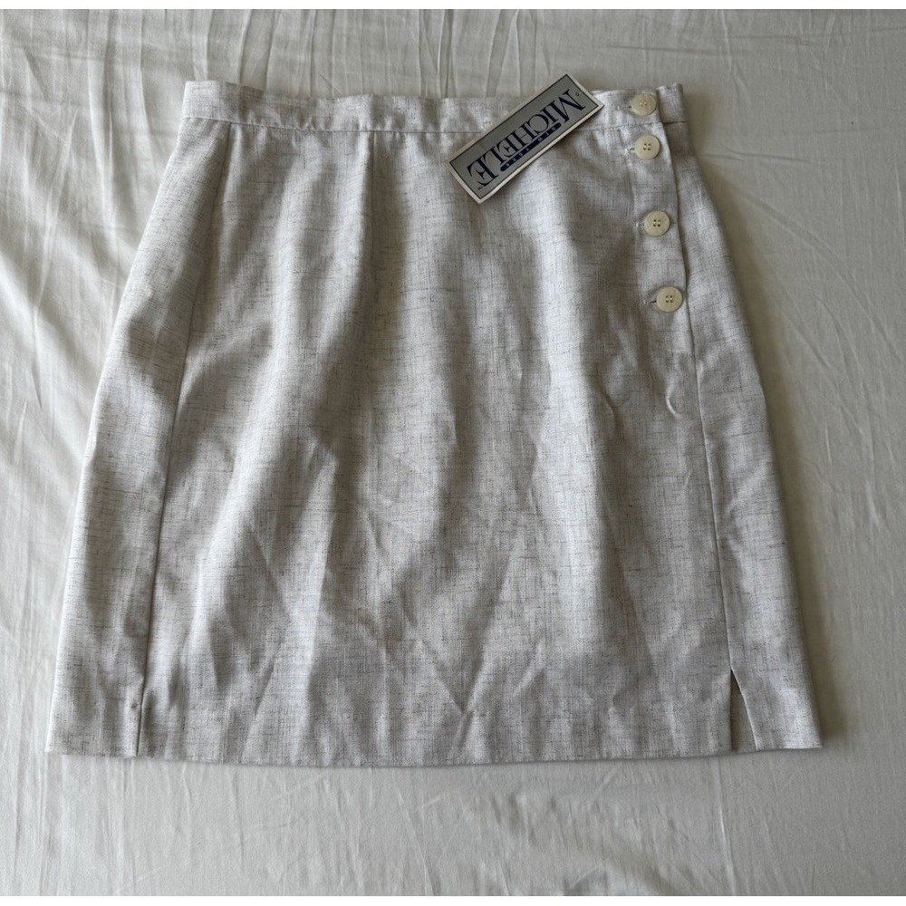 Vintage Michele Skirt Pencil Cream Button Down NEW W/TAGS Size 14 Made USA Lined